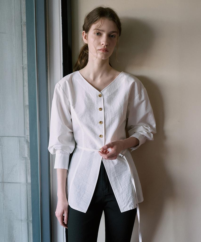 LAMEREI Hourglass V-Neck Blouse[Lmbfspsh316]-2Color