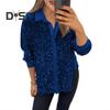 Women Sparkling Shirt Lapel Long Sleeve Single Breasted Shirt Tops Shiny Sequins Embellished Party Stage Blouse