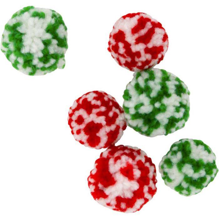 Pompon rond en laine bicolore 20 pièces