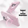 Coque pour iPhone 15 Pro, Antichoc Anti-Rayures Rigide avec Support Magnétique Rotatif et Protection Caméra - Translucide Rose
