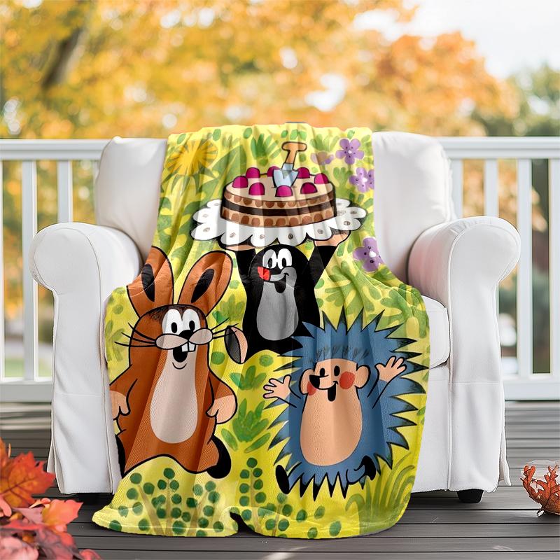 Krtek Theme Printed Blanket - Perfect for Couch, Bed, Travel & Outdoor Use | Machine Washable, Cozy & Durable.