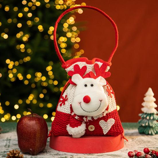 Christmas Candy Bag Snowman Santa Claus Reindeer Doll Bag Drawstring Xmas Goody Holder Favor Bags for Christmas Eve