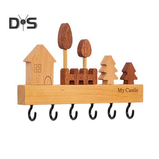 Настенная стойка для хранения ключей с крючком для ключей, гладкий край, без заусенцев, простая установка, входная стойка для хранения ключей, украшение