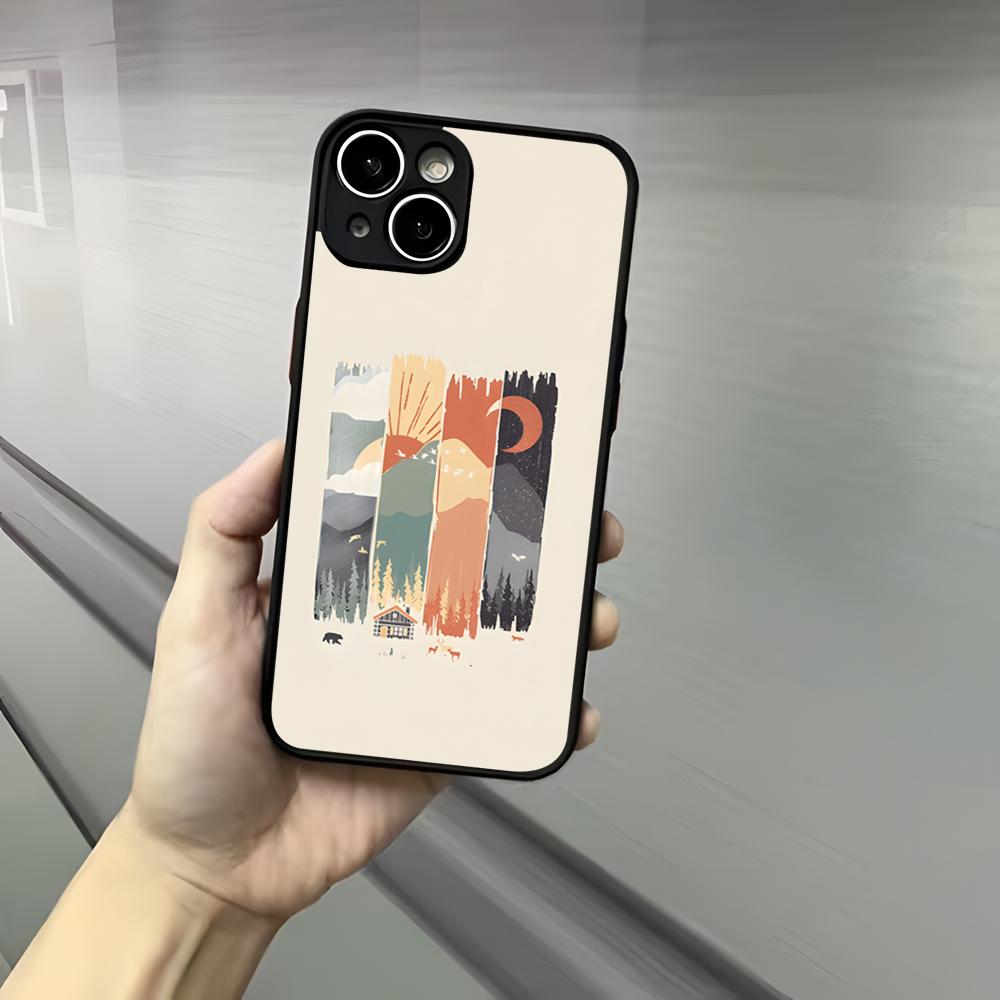 Чехол для телефона для кемпинга на природе для iPhone 17 16 15 14 13 12 Pro Max Xr Air Plus Черный жесткий чехол с ощущением кожи