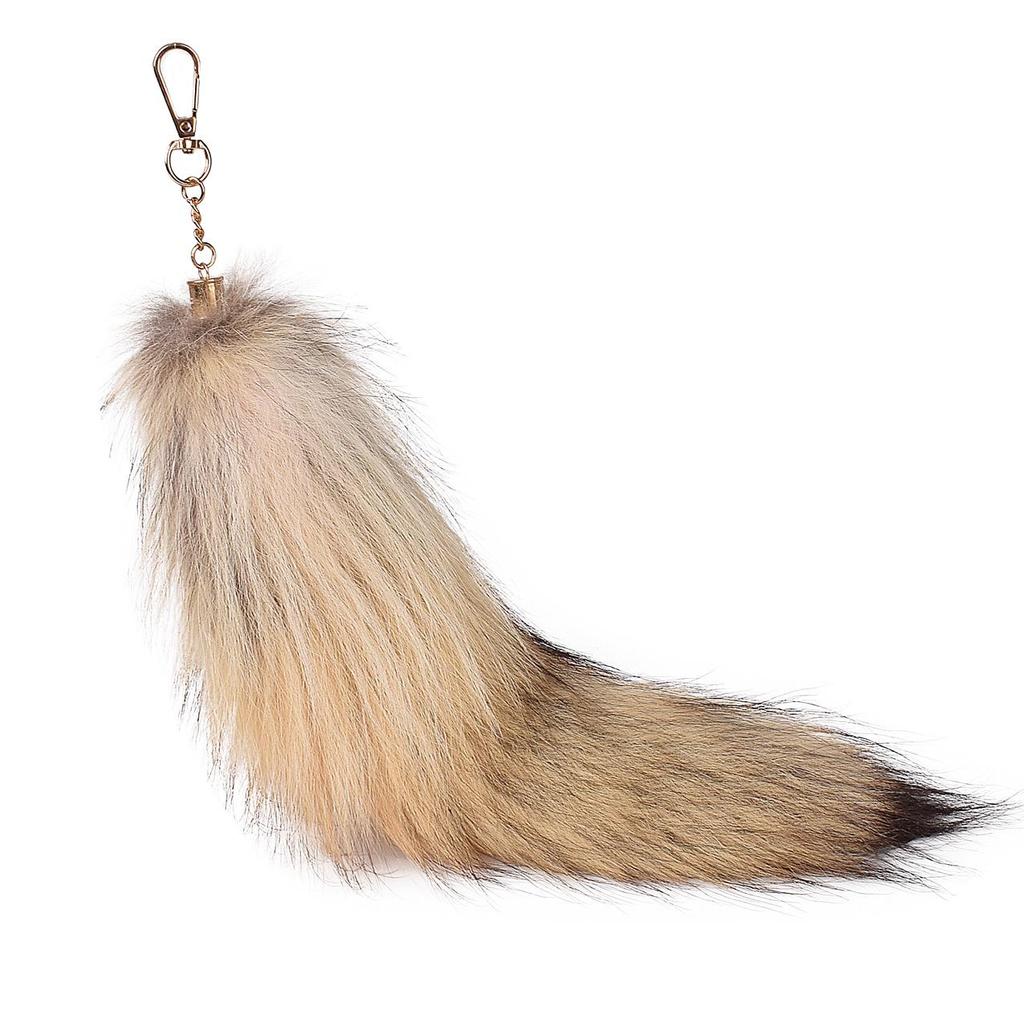 Серебристо-голубой кулон-шарм из натурального меха лисы - Женский аксессуар для сумки и брелок для ключей автомобиля