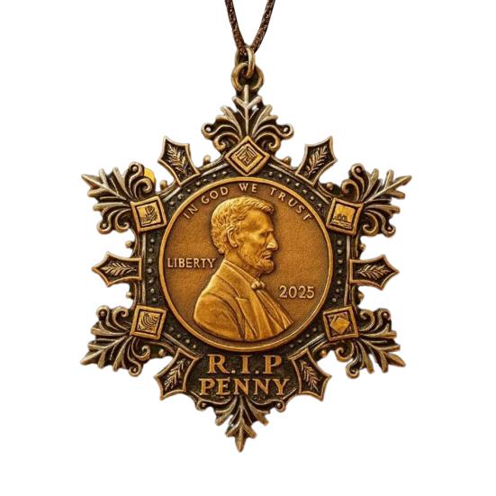 Final Cent Memorial Snowflake Ornament Historical US Cent Legacy Commemorative Ornament Vintage-Style Last Penny Keepsake for Collectors History