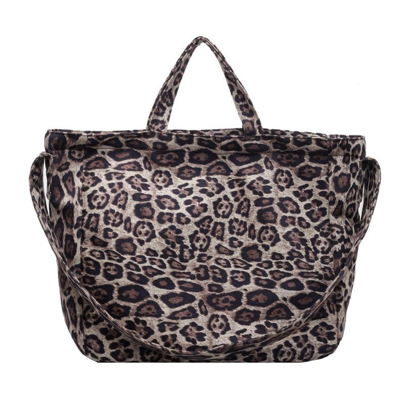 Холщовая сумка-тоут с леопардовым принтом, женская модная портативная сумка через плечо большой вместимости