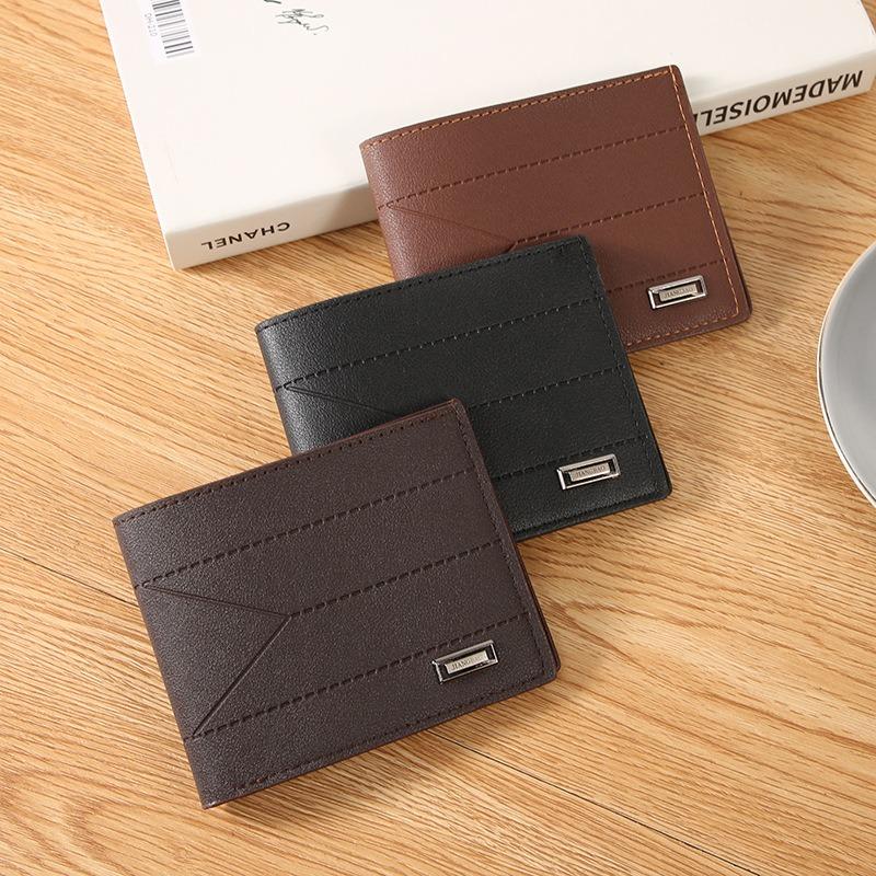 New Wallet Men's Short Wallet Green Fashion Embossed Horizontal Soft Wallet Large Capacity Multi-Card Wallet