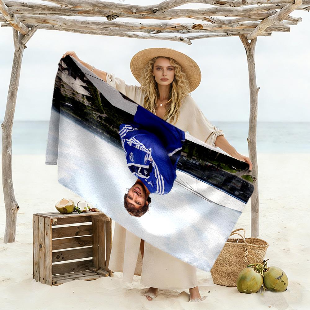 Football Player Rooftop Stadium. Beach Towel High Absorbency & Quick-Dry Comfortable Lightweight