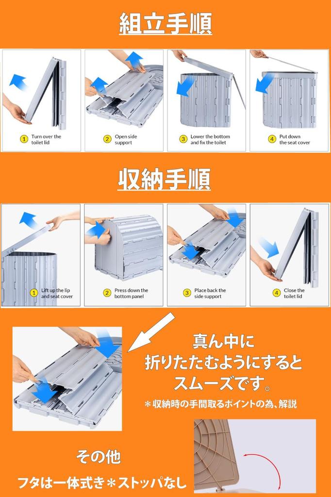 EMICHE Folding Emergency Toilet Set Nursing Portable for Car (Black) [Emergency Preparedness, Care, Leisure, Camping, Use]