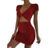 Летняя 2026 года Европейская и Американская Трансграничная Женская Bodycon Юбка с V-образным вырезом и вырезами