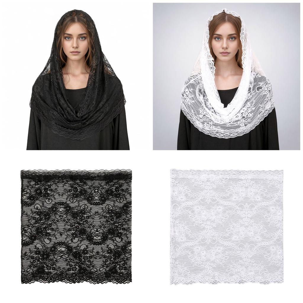 Fashionable Lace Mantilla Veil Church Headscarf Dustproof Catholic Veil for Various Occasion Religious Event Accessory