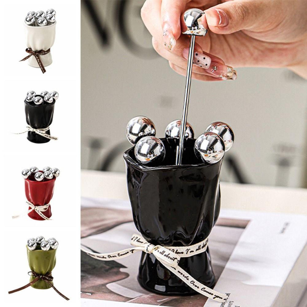 Bouquet Shape Fruit Forks Set INS Fruit Receipt Jar Stainless Steel Fork  for Tasting Salad