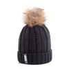 High Quality Letter B Cotton Beanies Wool Fur Pompom Winter Hat For Women Girls Warm Knitted Hat