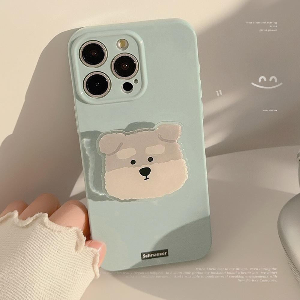 Milk Blue Ins Puppy Stand Iphone13 Suitable for 14 Mobile Phone Case Apple 15pro Max Original Cartoon 16 Soft