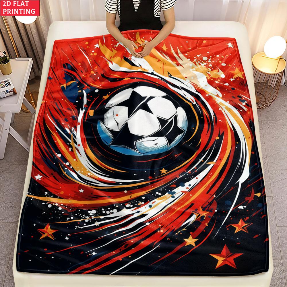 Red Orange Soccer Print thin Flannel Blanket for Bedroom,Living Rooms,Sofas Blankets,Lunch Breaks,blankets fluffy blanket