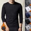 Осень-зима мужской облегающий топ с круглым вырезом, плотный плюшевый свитер с длинными рукавами, эластичный, чистый