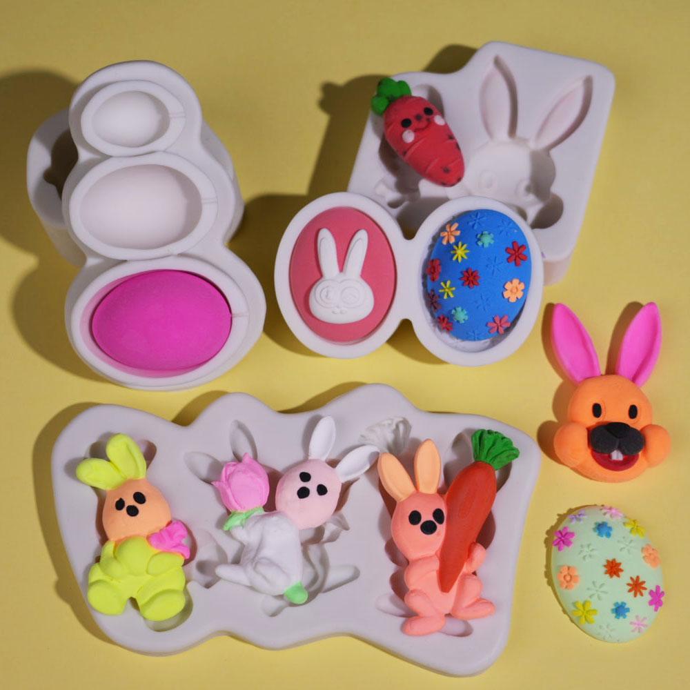 3D Яйцо Кролик Силиконовая Форма Для Свечи Мультяшная Форма Для Мыла Сделай Сам Инструмент Из Смолы Глины Рельеф Растение Морковь Форма Искусство Домашний Декор Пасхальные Подарки
