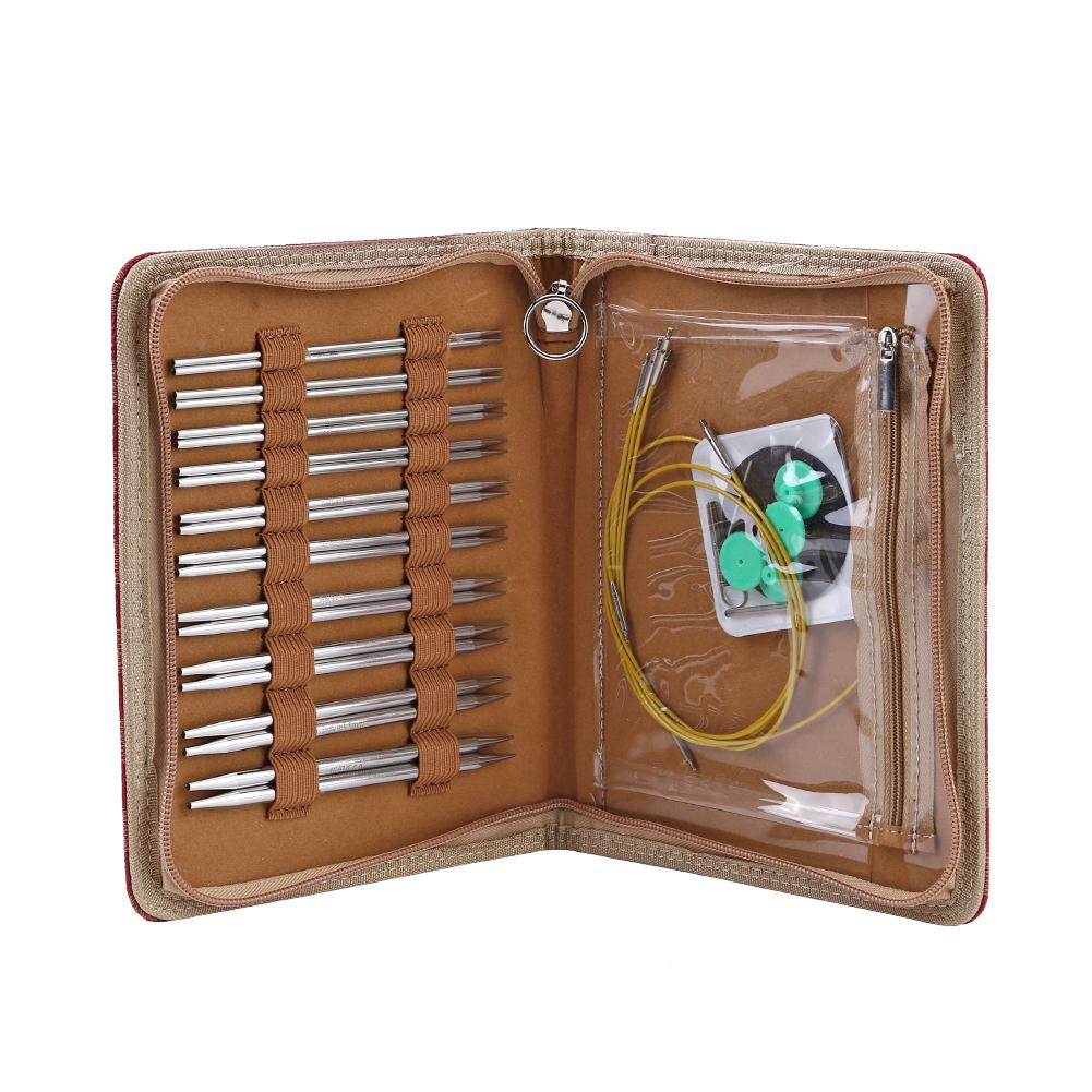 Набор крючков для вязания крючком и круговых спиц с чехлом DIY Арт-ремесло Вязание Швейные стежки Инструменты Крючок для вязания Инструменты для вязания