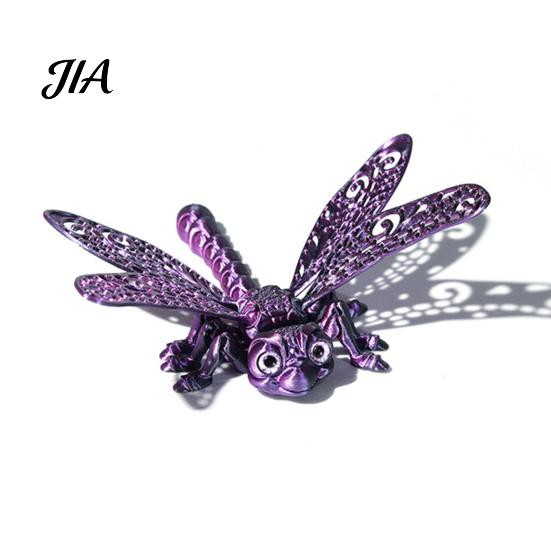 3D Printed Insect Figurine Articulated Dragonfly Model, Flexible Realistic Animal Fidget Toys, Sensory for Kids Stress Relief Desktop Ornament, Funny