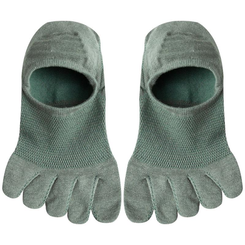 Men's Summer Thin Cotton Five-Finger Socks - Sweat-Absorbent, Non-Slip, Low-Cut, Invisible Mesh Toe Socks