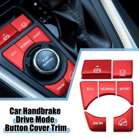 7pcs Car Handbrake Drive Mode Button Cover for Toyota RAV4 19-22 Red