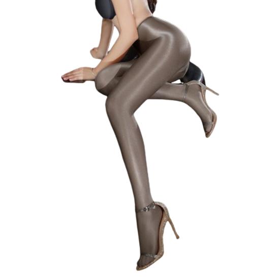 Колготки перламутровые тонкие однотонные прозрачные высокоэластичные облегающие блестящие женские чулки с высокой талией для вечеринок в клубе