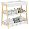 Baby Changing Table with 2 Storage Shelves, Nursery Diaper Changing Unit with Waterproof Changing Mat, White