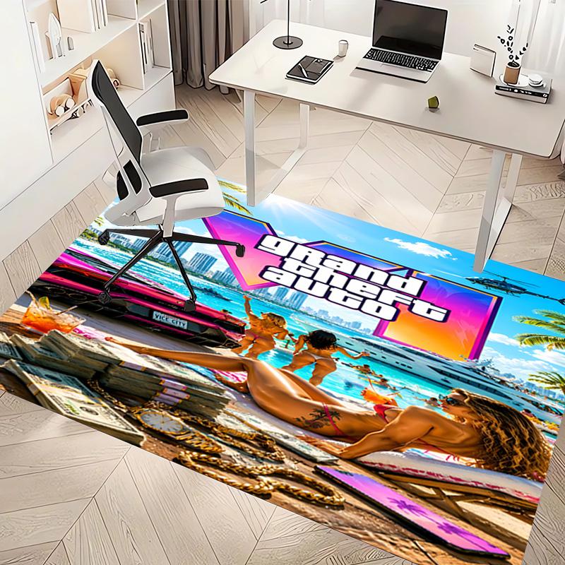 1pc Game Grand Theft Auto Print Area Rug - Soft, Washable Non-Slip Indoor Mat, Living Room, Home Office Decorative Rug,Office Decorative