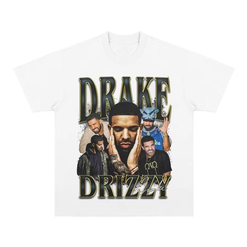 2025 Summer New Drake Vintage Tee Drake Vintage Hip Hop Rap American Men's Fashion Casual Short Sleeve Quick Dry T-shirt