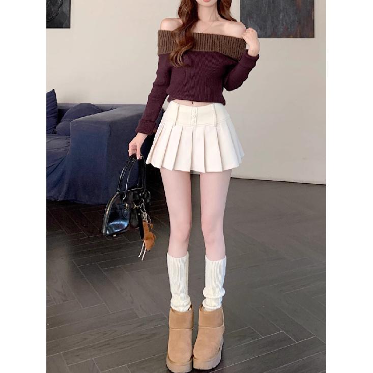 Vintage Patchwork Pleated Slim A-Line Skirt Women 2025 Spring New Korean High Waist Contrast Color Plaid Casual Mini Skirt