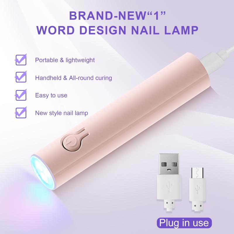 USB Rechargeable Quick Dry Nail Lamp Convenient Handheld Nail Dryer Lamp UV/LED Nail Curing All Gel Polish Nail Art Tool