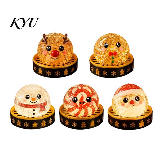 Santa Dumpling Squeeze Toy 1/5Pcs Christmas Stress Relief Toy, LED Glowing with Light-up Steamer, Snowman Reindeer Gingerbread Man Lollipop