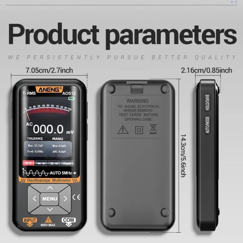 2026 ANENG AOS12 Intelligent 2in1 Oscilloscope Multimeter 5MHz 48MSa/s High Precision Portable Multifunction Measuring Test Tool with Digital Display
