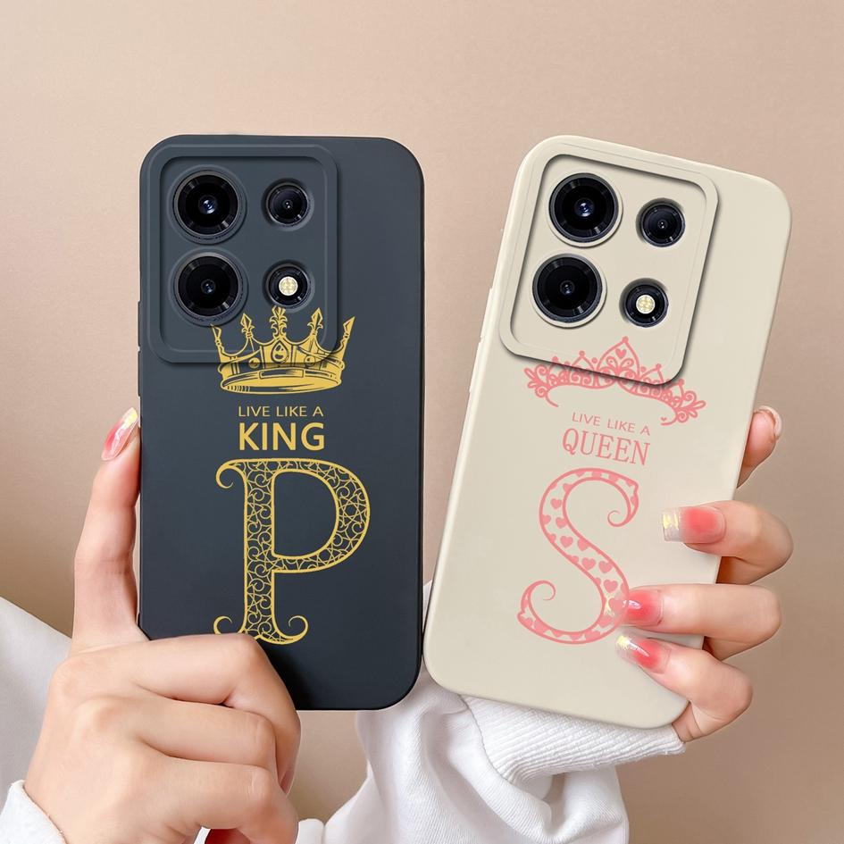 Чехол для Itel A05s A04 Infinix Note 30 VIP Hot 30 Play Zero Ultra, чехол для телефона, защитная пленка с буквами и короной, матовый мягкий силиконовый противоударный бампер