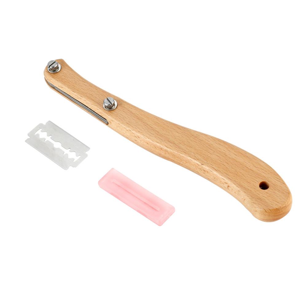Деревянные кухонные инструменты для хлеба, скребок из нержавеющей стали, для зачета теста для хлеба, с лезвиями и крышкой