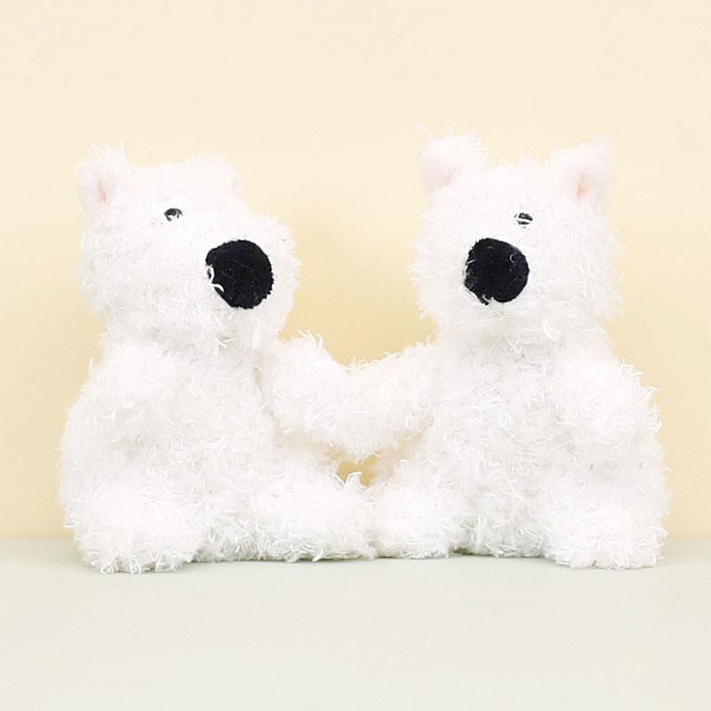 Cute White Westie Plush Keychain Fluffy Dog Bag Accessory Short Fur 13cm