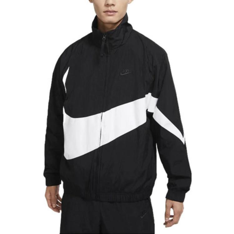 Мужская куртка Nike с принтом большого логотипа, на молнии, повседневная, с длинным рукавом, осенняя, черная DV1363-010