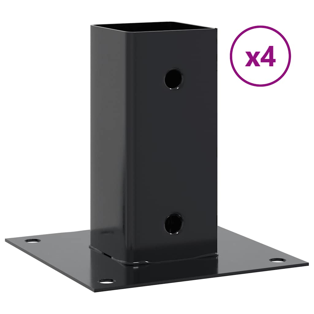 Square Post Base 4 pcs 71 x 71 mm Powder Coated Steel