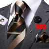 Hi-Tie Mens Silk Tie Set Brooch Pin Necktie Hanky Cufflinks Tie Clip for Business Wedding