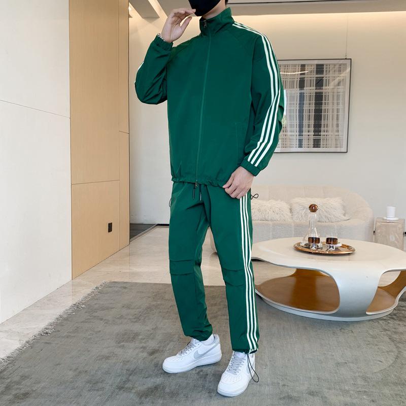 Мужской ретро спортивный костюм с тремя полосками и воротником-стойкой