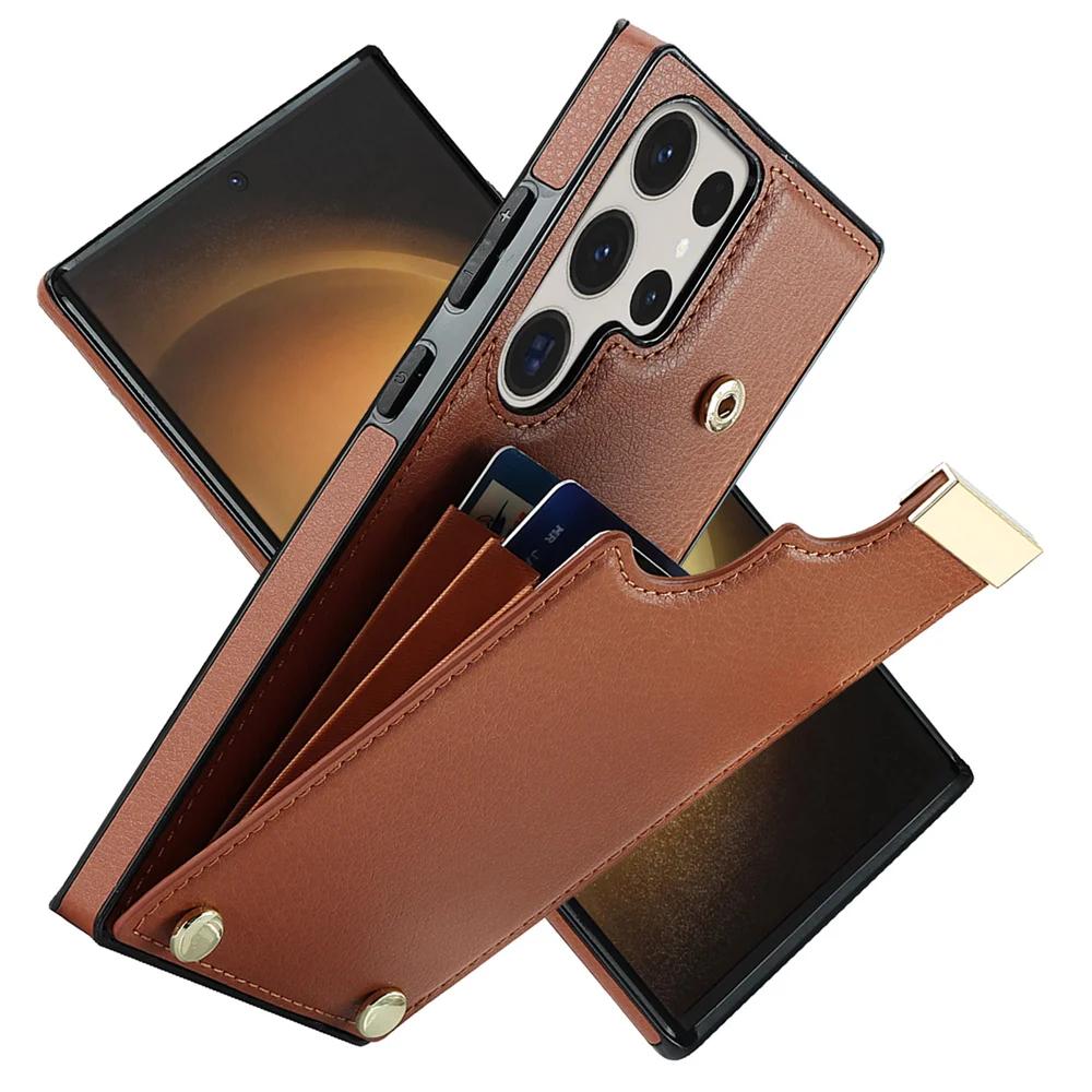 Для Samsung GalaxyS23 S22 S21 S20 Ultra Note20 10 Дизайн Органайзер Многослотовый Карман для Карт и Монет Кожаный Кошелек Чехол для Телефона