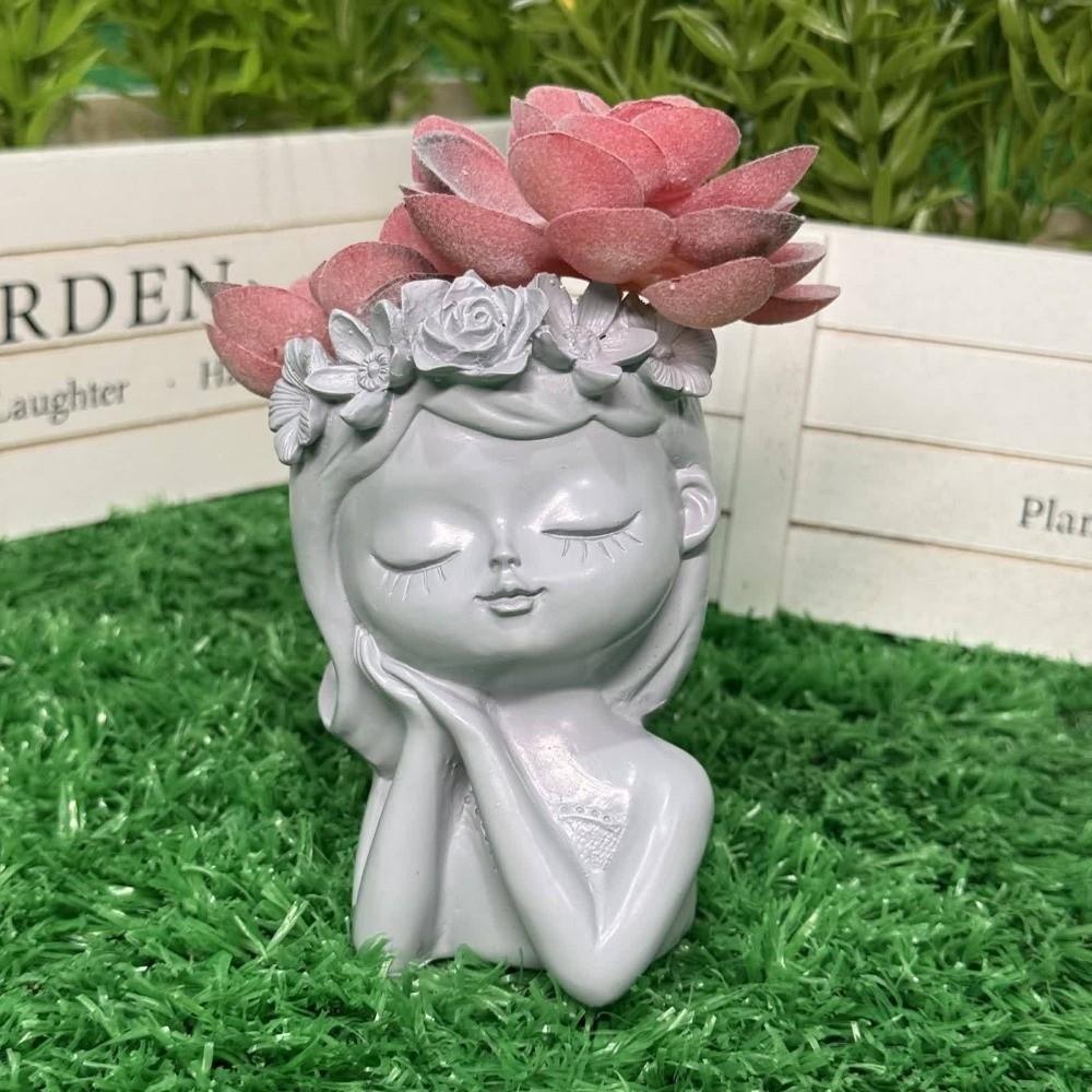 Home Decor Plant Pot Resin Storage Can Pretty Girl Flower Pot Home Decoration