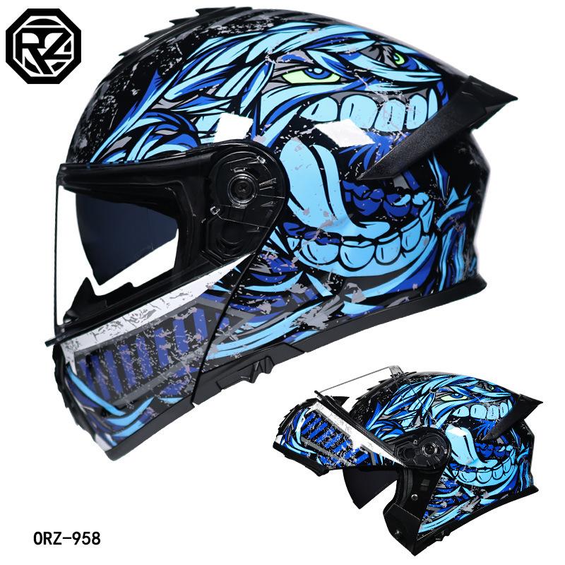 Электрический велосипедный шлем Orz, мужской и женский шлем с открытым лицом, двойное зеркало, хвостовое крыло, полуполное покрытие, персонализированный, всесезонный, Bluetooth пара