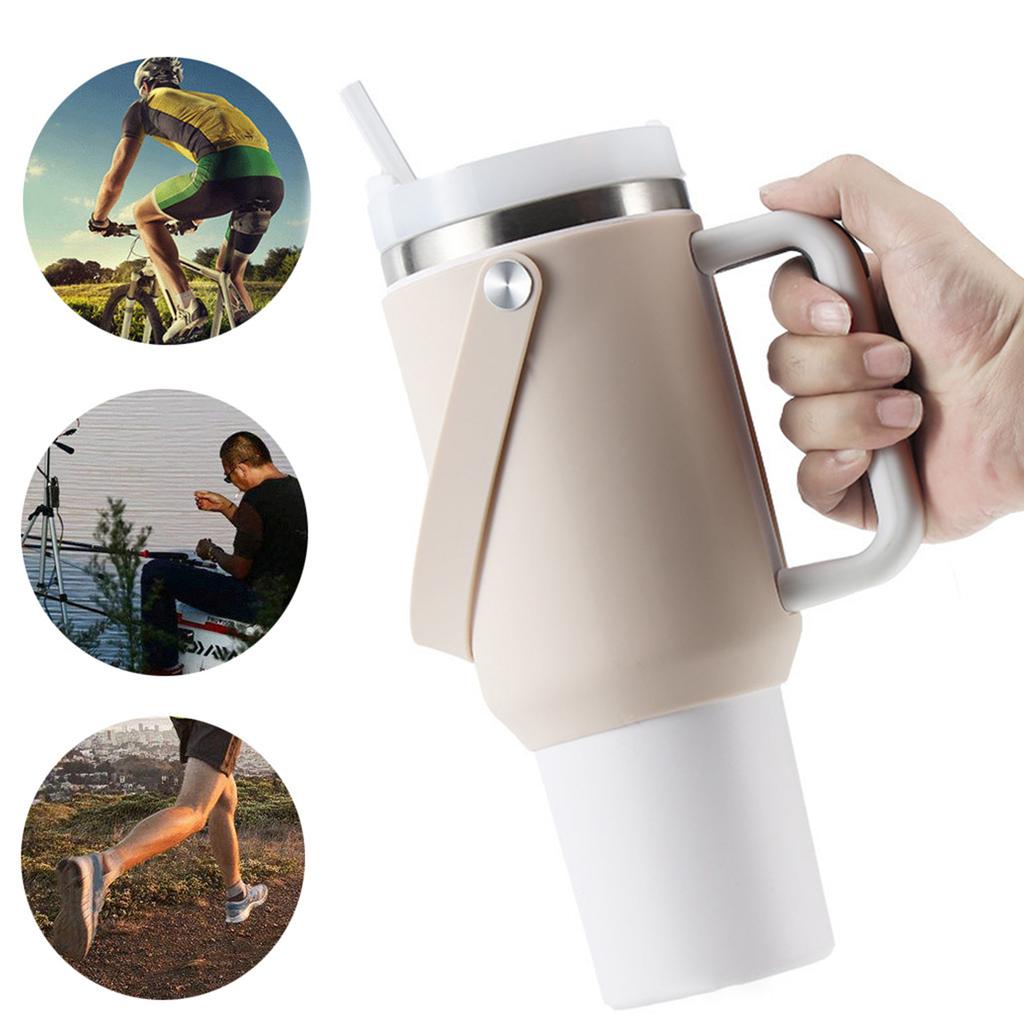 Силиконовый чехол для бутылки с водой с ручкой, сумка-переноска, аксессуар, силиконовый чехол, защитный чехол для чашки, защитный чехол