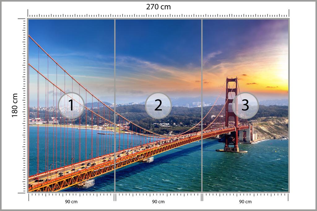 Photomural Golden Gate Bridge In San Francisco Structural Vinyl 270x180