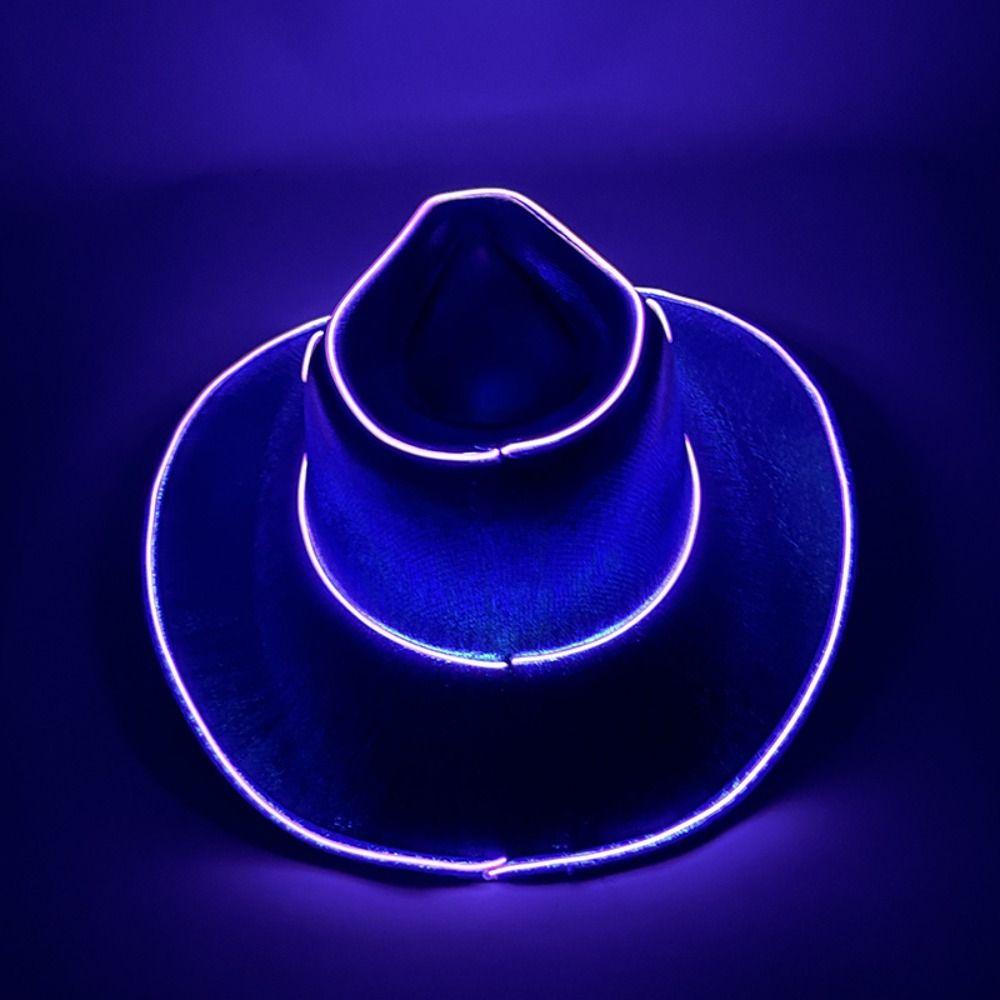 Pearlescent Neon Halloween Hats Colorful Sequined LED Luminous Cowboy Hat Cool Fashion Western Cowboy Hat Bachelorette Party