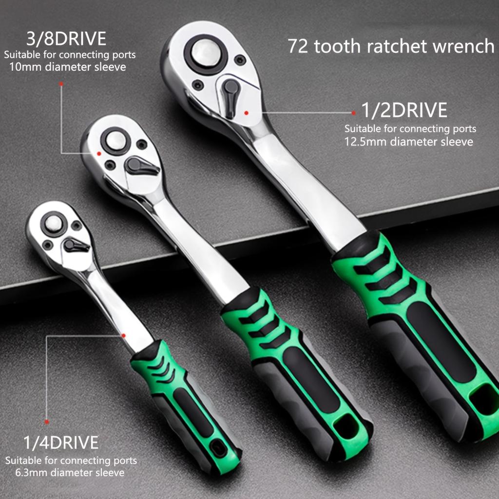 1/4 Inch Ratchet Socket Wrench Set, Mechanical Tool Kit, and Reversible Ratchet Handle with Quick Release and Extension Rod