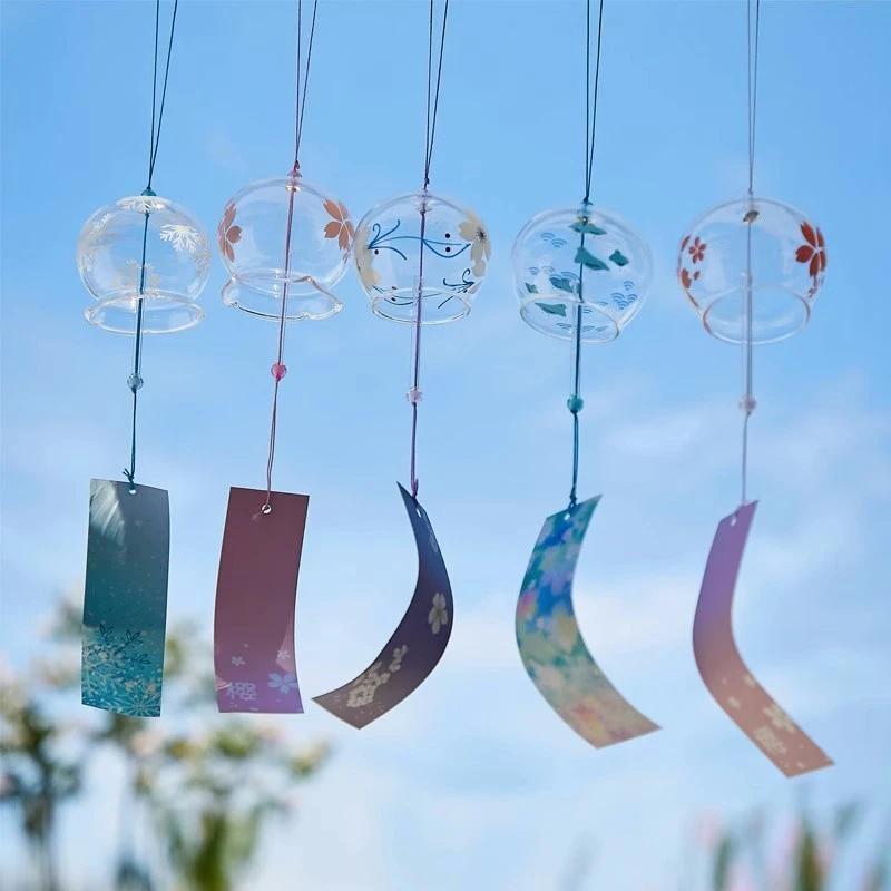 Japanese Wind Chimes Glass Wind Bell Window Hanging Wind Music Garden Hanging Pendants Outdoor Decoration Room Decor
