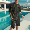New Men's Green Camouflage T-shirts Shorts Set 3D Print Short Sleeve Tee Beach Shorts 2 Pcs Set Summer Oversized Tracksuit Suits